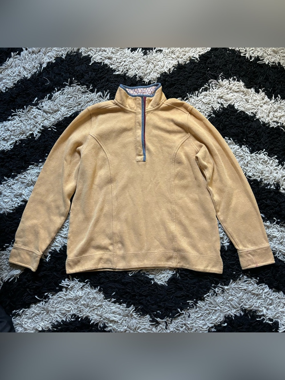 Orvis Cottagecore Yellow Collared Quarter Zip Long Sleeve Sweater